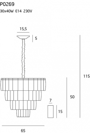 Candelabru rotund din cristal Riggs Ø65 cm stil clasic, detalii crom, P0309 - Maxlight [1]