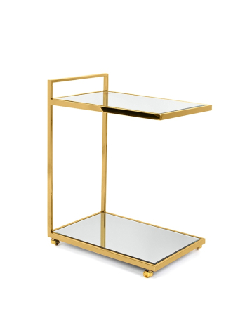 Produse - Cărucior de Servire Classy Gold 50x31x63 cm, Oțel Inoxidabil Acoperit cu Titan și Sticlă Oglindă Auriu - Kare Design