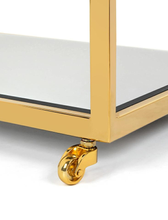 Cărucior de Servire Classy Gold 50x31x63 cm, Oțel Inoxidabil Acoperit cu Titan și Sticlă Oglindă Auriu - Kare Design [4]