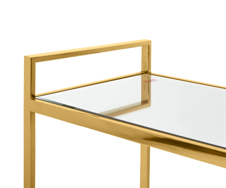 Cărucior de Servire Classy Gold 50x31x63 cm, Oțel Inoxidabil Acoperit cu Titan și Sticlă Oglindă Auriu - Kare Design [1]