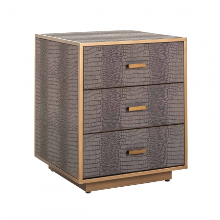 Produse - Casetiera cu sertare gri Juho 50x60 cm piele vegana (PU), design lux, 7534 - Richmond Interiors