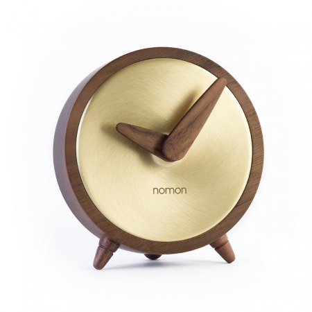 Ceasuri decorative - Ceas de masa Atomo Sobremesa lemn de nuc si metal finisaj alama lustruita/grafit, AMGN - NOMON