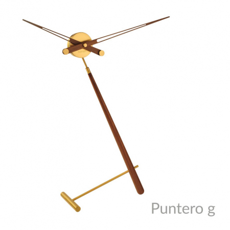 Produse - Ceas de masa Puntero G Ø74 cm stil minimalist, lemn nuc/auriu, PUD0000N - NOMON