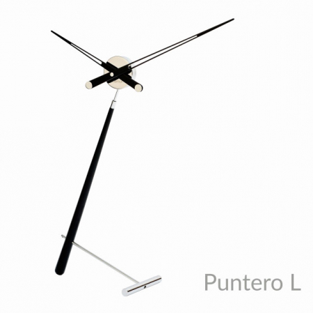 Produse - Ceas de masa Puntero L Black Ø74 cm stil minimalist, lemn nuc lacuit negru/crom, PUL000N - NOMON