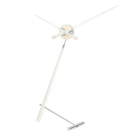 Ceasuri decorative - Ceas de masa Puntero L White Ø74 cm stil minimalist, lemn nuc lacuit alb/crom, PUL000B - NOMON