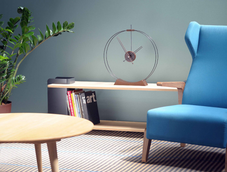 Ceas decorativ de masa rotund premium Aire Ø50 cm design minimalist, lemn frasin, AIR - NOMON [1]