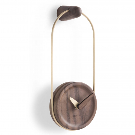 Ceasuri decorative - Ceas de perete elegant alama/grafit Micro Eslabon, lemn nuc si metal, MCESLAGN - NOMON
