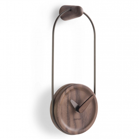 Ceas de perete elegant alama/grafit Micro Eslabon, lemn nuc si metal, MCESLATN - NOMON [0]