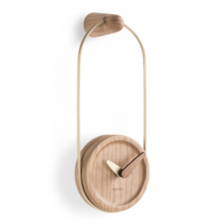 Ceasuri decorative - Ceas de perete elegant alama/grafit Micro Eslabon, lemn stejar si metal, MCESLAGR - NOMON