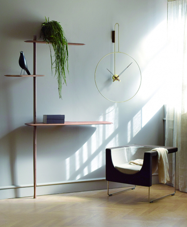 Ceas de perete lux auriu Daro Ø 70 cm, metal si lemn de nuc, DADN - NOMON [2]