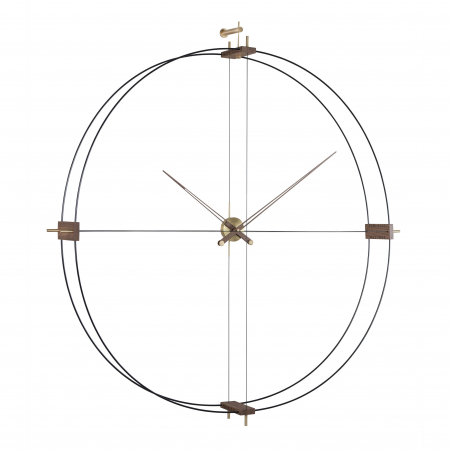 Ceas de perete lux crom/alama Delmori Ø 130 cm, cu indicatoare lemn nuc, DEG000NN - NOMON [0]