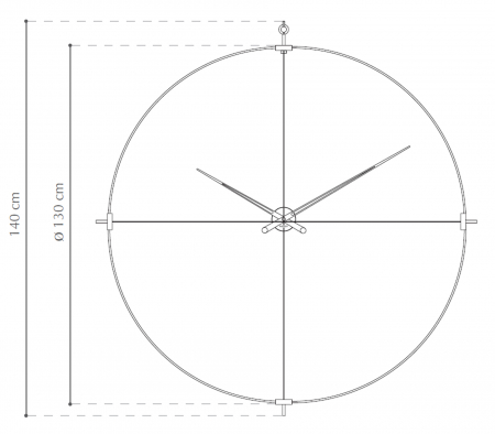 Ceas de perete lux crom/alama Delmori Ø 130 cm, cu indicatoare lemn nuc, DEG000NN - NOMON [1]