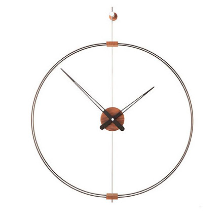 Ceasuri decorative - Ceas de perete lux elegant nuc/alama Mini Barcelona Ø 66 cm, cu indicatoare lemn, MBAR - NOMON