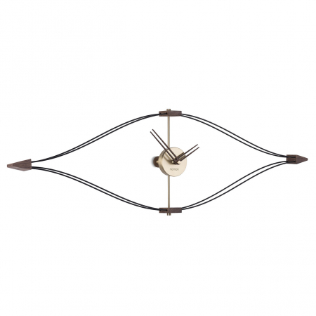 Ceasuri decorative - Ceas de perete lux Mini Look fibra de sticla cu elemente din lemn de nuc si alama, MLON000N - NOMON