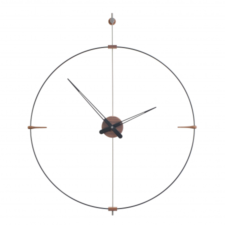 Ceasuri decorative - Ceas de perete lux nuc/alama Mini Bilbao Ø 77 cm, cu indicatoare lemn nuc, MBI - NOMON