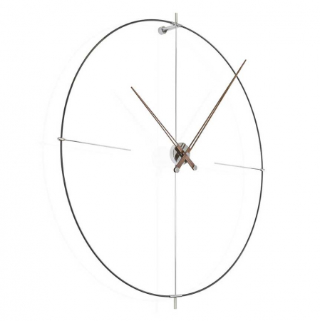 Ceasuri decorative - Ceas de perete lux nuc/alb/negru Bilbao Ø 105 cm, inel fibra de sticla, BIN000NN - NOMON