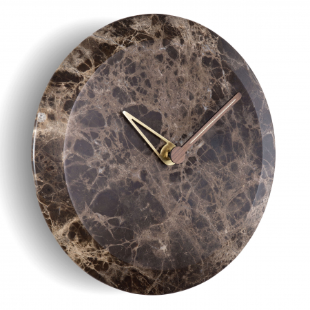 Ceasuri decorative - Ceas de perete rotund lux Bari M Ø 32 cm, marmura EMPERADOR/SAHARA NOIR, HUGME - NOMON