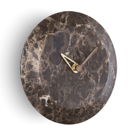 Ceasuri decorative - Ceas de perete rotund lux Bari S Ø 24 cm, marmura EMPERADOR/SAHARA NOIR, HUGSE - NOMON