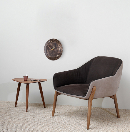 Ceas de perete rotund lux Bari M Ø 32 cm, marmura EMPERADOR/SAHARA NOIR, HUGMS - NOMON [8]