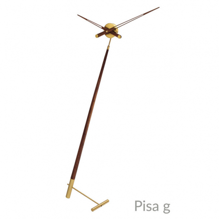 Ceasuri decorative - Ceas de podea Pisa G 150 cm lemn nuc detalii aurii, design minimalist, PIDN - NOMON