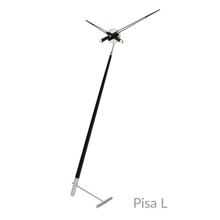 Ceasuri decorative - Ceas de podea Pisa L Black 150 cm stil minimalist, lemn nuc lacuit negru, detalii crom, PIL000N - NOMON
