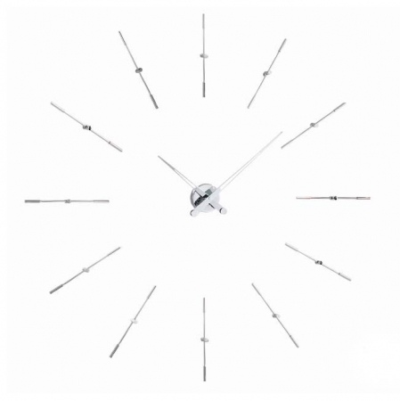 Ceasuri decorative - Ceas decorativ de perete crom Merlin Ø 110 cm din metal, design lux, MEI012 - NOMON