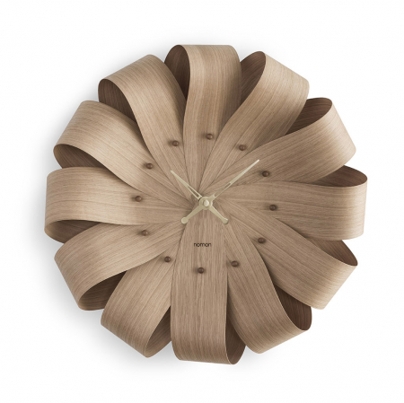 Ceas decorativ de perete rotund lemn nuc/stejar/mixt Brisa Ø 52 cm, cu indicatoare ora alama, BRING - NOMON [3]