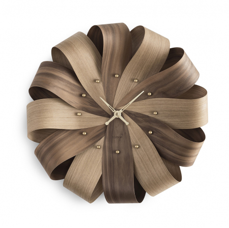Ceas decorativ de perete rotund lemn nuc/stejar/mixt Brisa Ø 52 cm, indicatoare si indecsi orari alama, BRIRI - NOMON [4]