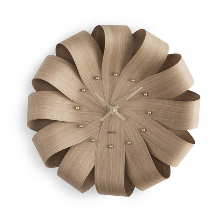 Ceas decorativ de perete rotund lemn nuc/stejar/mixt Brisa Ø 52 cm, indicatoare si indecsi orari alama, BRIRI - NOMON [0]
