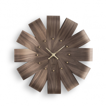 Ceasuri decorative - Ceas decorativ de perete rotund lemn nuc/stejar/mixt Ciclo Ø 55 cm, indicatoare si indecsi orari alama, CINI - NOMON
