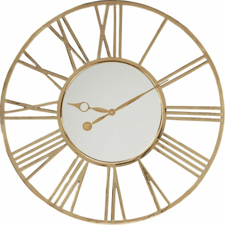 Produse - Ceas Decorativ Giant 120x7x120 cm, Oglindă și Oțel Inoxidabil Auriu - Kare Design