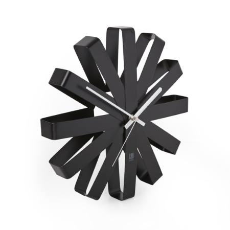 Ceas Decorativ Ribbon 31x6x31 cm, Stalowych Pasków Negru - Umbra [1]