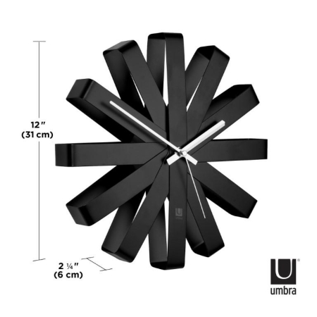 Ceas Decorativ Ribbon 31x6x31 cm, Stalowych Pasków Negru - Umbra [5]