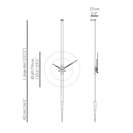 Ceas pendul lux crom/auriu/grafit Pendulo, metal si lemn de nuc, inaltime reglabila, PEI - NOMON [3]