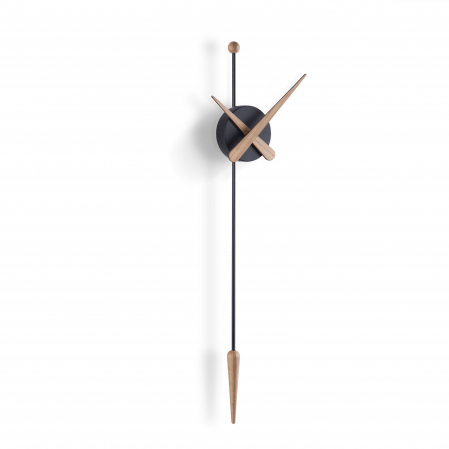 Ceas perete negru-nuc/stejar/alb-stejar Punta Ø 28 cm, polistiren, fibra de sticla si lemn, h 63 cm, PTANR - NOMON [0]