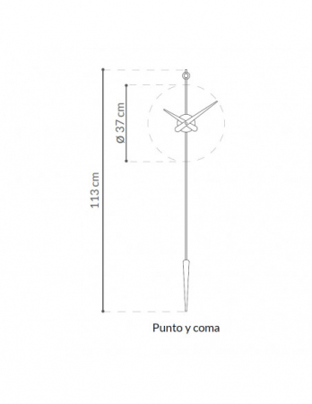 Ceas perete pendul lux crom/auriu/grafit/nuc Punto y Coma, 113 cm, metal si lemn de nuc, PCD0000N - NOMON [2]