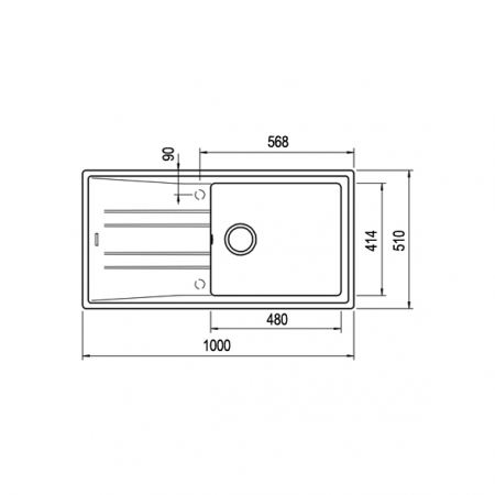 Chiuveta bucatarie tegranit  STONE 60 L-TG 1B 1D cu picurator -Teka [8]