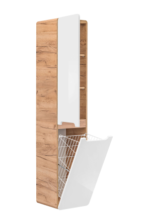 Coloana Înaltă Aruba White 35 cm, Cu Coș Pentru Rufe, Stejar Craft cu Alb Lucios - COMAD [3]