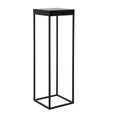Rafturi - Coloana/masuta inalta decorativa Kelda 30x90 cm stil industrial, blat negru furnir natural stejar si metal, 6518 BLACK - Richmond Interiors