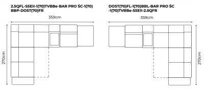 Coltar extensibil Belluno 359x270 cm cu bar si recliner electric, tapiterie personalizabila , BELLUNO 359 ST A1 - Gala Collezione [4]