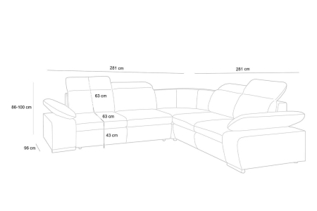 Colțar Continental M 281x281x100 cm, Pianki Pur Crom - King Home [1]