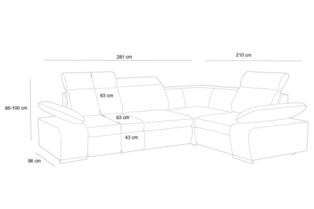 Colțar Continental S 281x210x100 cm, Spumă Pur și Arc Ondulat Crom - King Home [1]