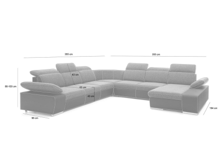 Colțar Continental Xxl 355x355x100 cm, Pianki Pur Chromem - King Home [1]