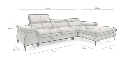 Colțar Edie Medium 288x182x94 cm, Arc Ondulat și Spumă Pur - King Home [1]