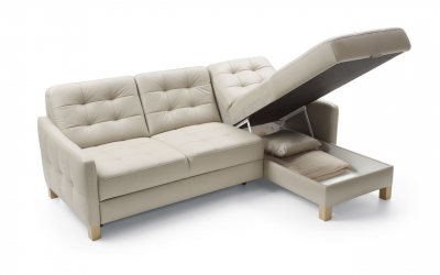 Coltar extensibil Malmo 217x157 cm cu lounger, lada depozitare, picioare lemn, tapiterie personalizabila , MALMO ST A1 - Gala Collezione [2]