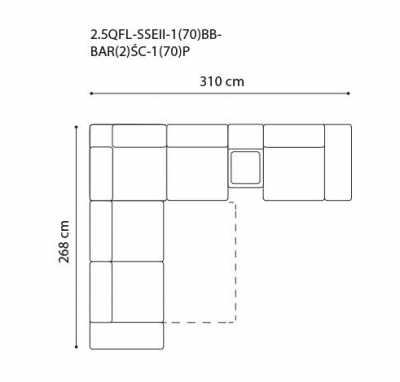 Coltar extensibil Massimo 310x268 cm cu bar, tapiterie personalizabila , MASS 310 ST A1 - Gala Collezione [2]