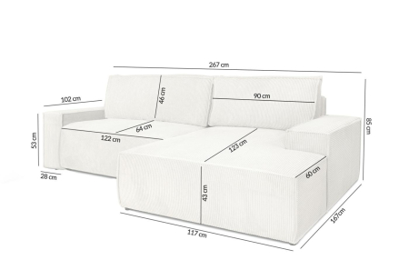 Colțar Pillow M 267x167x85 cm, Bej Deschis - King Home [1]