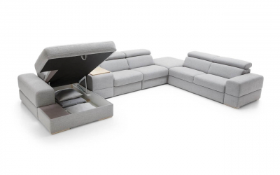 Coltar Plaza in forma de ‚ÄùU‚Äù 426x292x180 cm cu bar si lounger, zona extensibila dormit, tapiterie personalizabila , PLAZA 426 ST A1 - Gala Collezione [1]