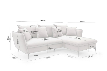 Colțar Wiliam 258x167x91 cm - King Home [1]