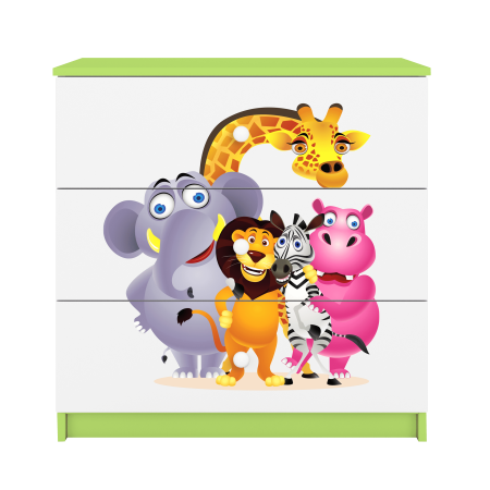 Comoda camera copii cu sertare Babydream si desen animalute, 80,5x80 cm MDF [0]